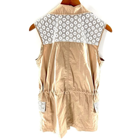 Under Skies Women's Cargo Vest Size Small Full Zip Button Front Collared Elastic - Picture 11 of 11